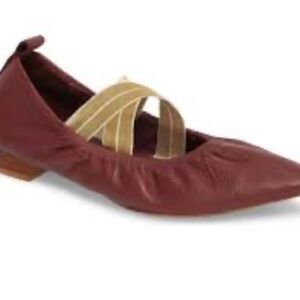 Free People Burgundy Flats with Tan Straps
